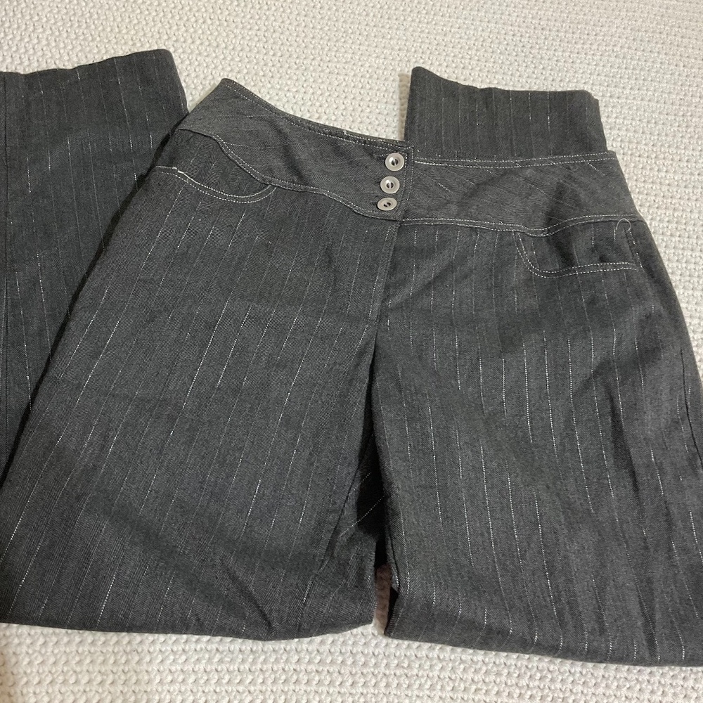 Barbara Lesser Silver Fibers Gray trousers Pants - 8 Made USA Carrer Office